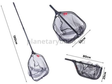 Подсачник складной Lucky John телескопический, прорезиненный 190х50х60см 