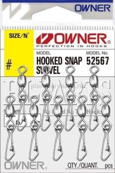 OWNER Застежка с вертлюгом Hooked Snap Swivel №4 7шт