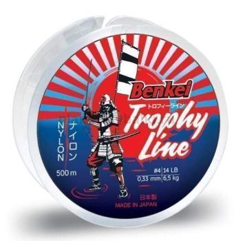Монофильная леска Benkei Trophy Line 500м, 0,405мм, 11,8кг, #6 желтый fluo 