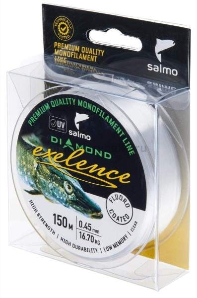 Леска монофильная Salmo Diamond EXELENCE FLUORO COATED Clear 150м, 0,45мм, 16,7кг