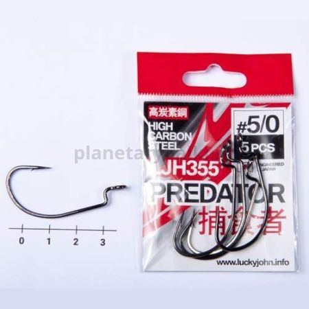 Крючки офсетные Lucky John PREDATOR LJH355 №5/0, 5шт.