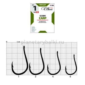 Крючки Cobra CARP CHINU CC304 №1, 10шт.
