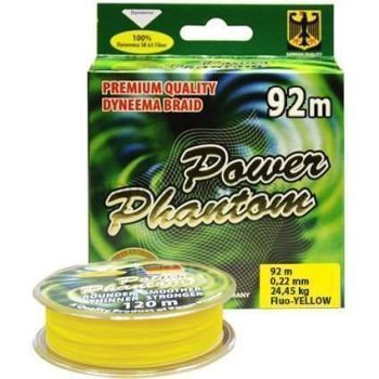 Плетеный шнур Power Phantom 4x, 92м, 0,08мм, 7,25кг желтый