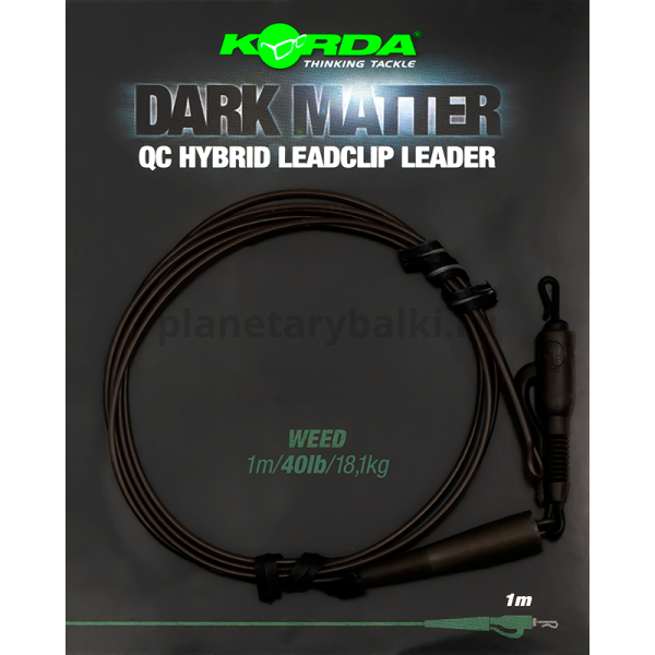 Монтаж готовый KORDA Dark Matter Leader QC Hybrid Clip Weed Green 40lb, 1м