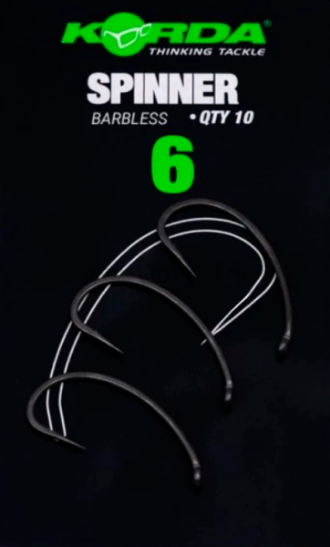 Крючок KORDA Spinner B PTFE без бородки №6, 10шт.