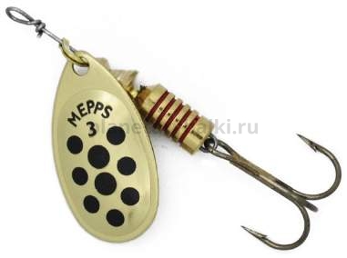 Блесна вращающаяся MEPPS Aglia Decoree Points Noirs №3, 6,5гр., цвет OR/черные точки