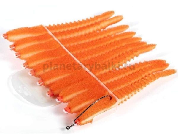 Приманки поролоновые Россия 3D Ex WORM WOr под офсетный крючок №1, 2, 4, 10см, набор 10шт.
