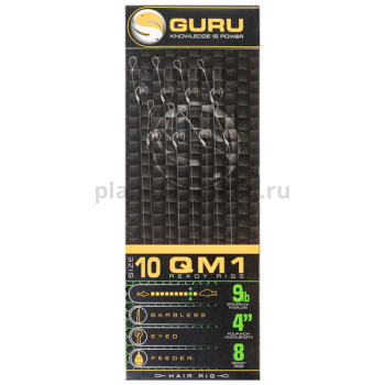 Поводок готовый GURU QM1 Standard Hair 4" №10 0,22мм