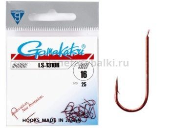 Крючки Gamakatsu LS-1310R HOOKS RED разм. 16 25шт.