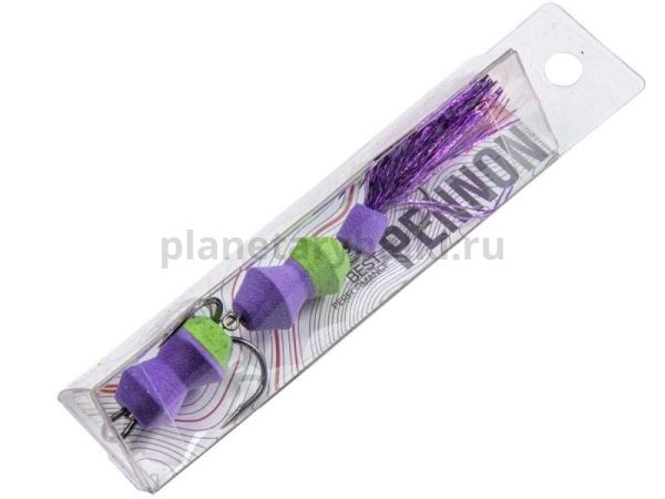 Приманка джиговая Lucky John PENNON TIPSYWORM фиол./зел. в блистере