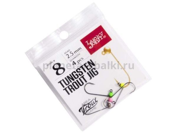 Джиг-головки Lucky John Area Trout Game вольфрамовые №4, 2.5мм, 4шт., цвет: Silver, Pink, Green, Yellow