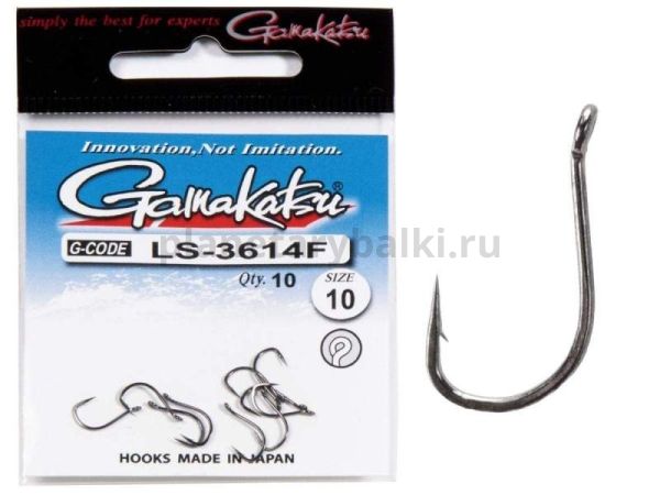Крючки Gamakatsu LS-3614F NEW LABEL HOOKS BLACK разм. 10 10шт.