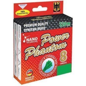 Плетеный шнур Power Phantom 8x, 120м, 0,28мм, 31,75кг зеленый