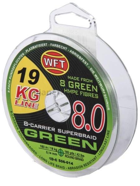 Шнур плетёный WFT KG x8 Green 150м, 0,14мм, 19кг