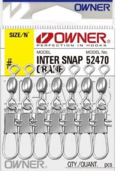 OWNER Застежка с вертлюгом Inter Snap Crane №8 10шт