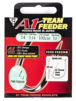 Крючки с поводком Gamakatsu Booklet A1 FINE FEEDER №14, 0.14мм, 100см, 10шт.