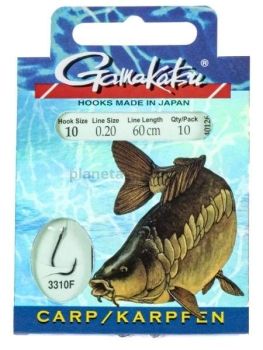 Крючки с поводком Gamakatsu Booklet CARP 3310F №10, 0.20мм, 60см, 10шт.