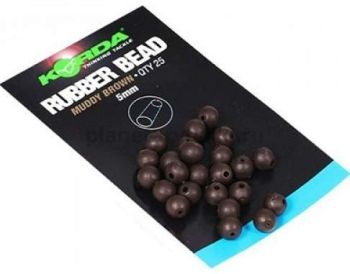 Бусина резиновая KORDA Rubber Bead Brown 5мм, 25шт.