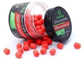 Бойлы плавающие ZEMEX Pop-Ups Dumbells Strawberry 8х6мм, 20гр.