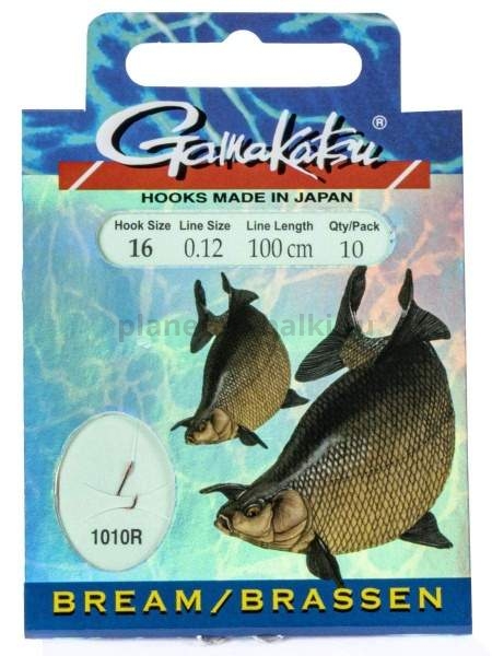Крючки с поводком Gamakatsu Booklet BREAM 1010R №16, 0.12мм, 100см, 10шт.