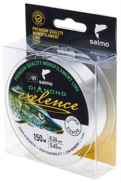Леска монофильная Salmo Diamond EXELENCE FLUORO COATED Clear 150м, 0,26мм, 5,65кг