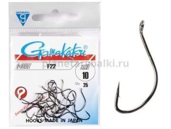Крючки Gamakatsu F22 HOOKS BLACK разм. 10 25шт.
