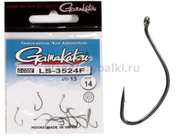 Крючки Gamakatsu LS-3524F NEW LABEL EYED HOOKS BLACK разм. 14 13шт.