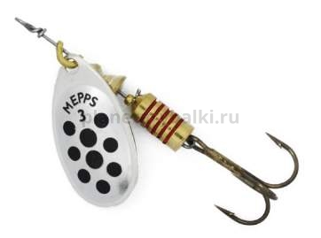 Блесна вращающаяся MEPPS Aglia Decoree Points Noirs №3, 6,5гр., цвет AG/черные точки
