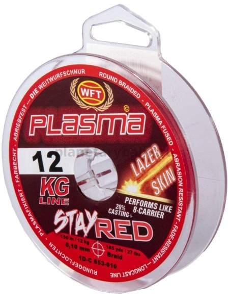 Шнур плетёный WFT KG PLASMA LAZER SKIN Stay Red 150м, 0,10мм, 12кг