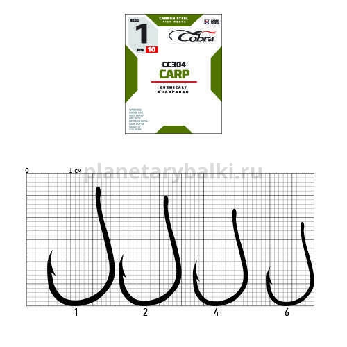 Крючки Cobra CARP CHINU CC304 №1, 10шт.