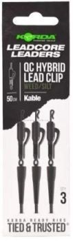 Монтаж готовый KORDA Kable Leadcore Leader Hybrid Lead Clip QC Swivel Weed 50см, 3шт.