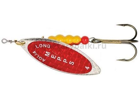 Блесна вращающаяся Mepps AGLIA LONG REDBO №4, 17гр., цвет SILVER