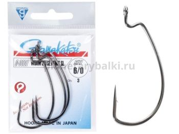 Крючки офсетные Gamakatsu Worm OFFSET EWG SL HOOKS BLACK №6/0, 3шт.